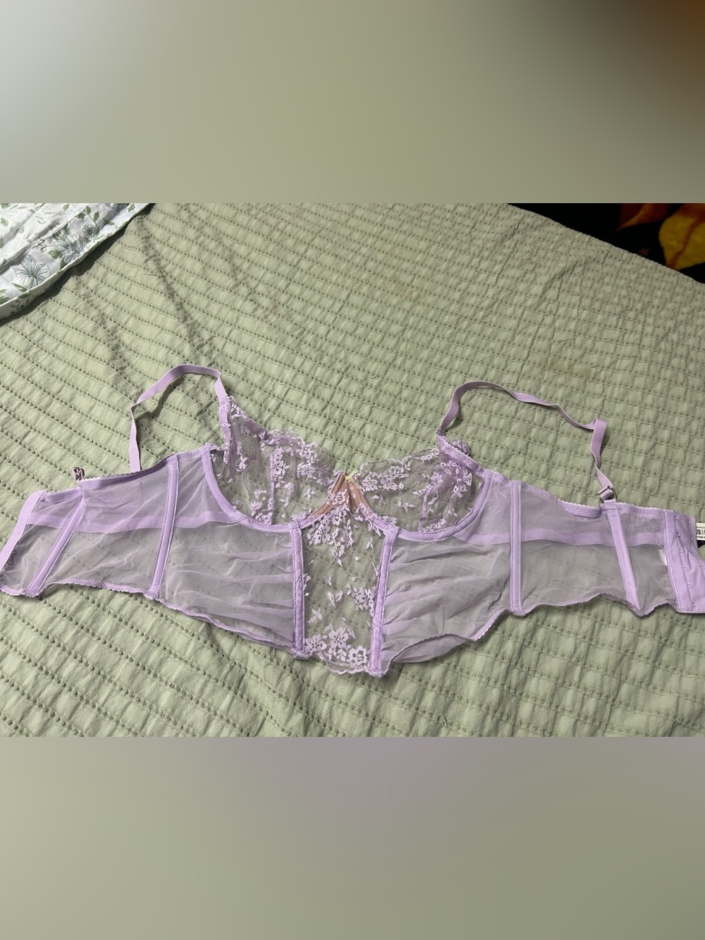 Adore Me Lavender Sheer Lace Longline Bra